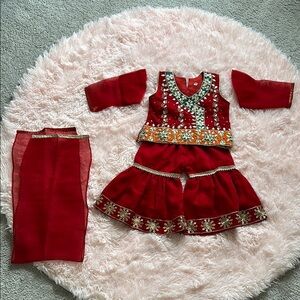 Elegant Red Kids Costume with Gold Accents